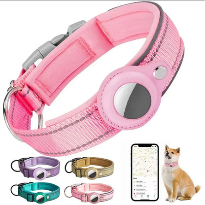 Reflective Airtag Dog Collar, Heavy Duty Dog Collar with Adjustable Airtag Holder Case Accessories for Large Dogs