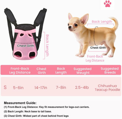 Dog Cat Backpack Carrier, Adjustable for Small Medium Dogs, Front Chest Pet Carriers, Puppy Sling, Holder Papoose for Cat Body【Small Size】
