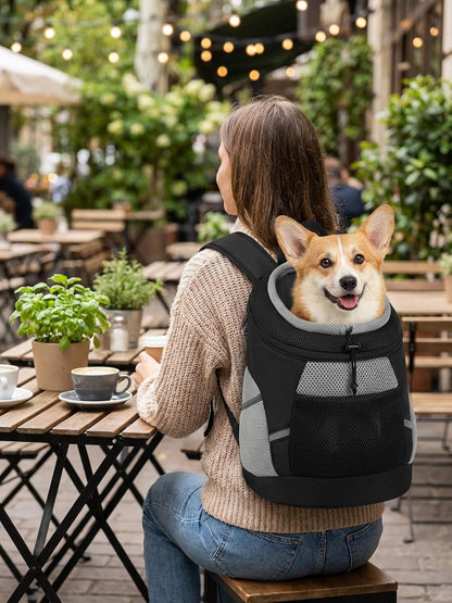 Dog Backpack Carrier - Lightweight & Breathable for Small Dogs (2-7 Lbs), Black