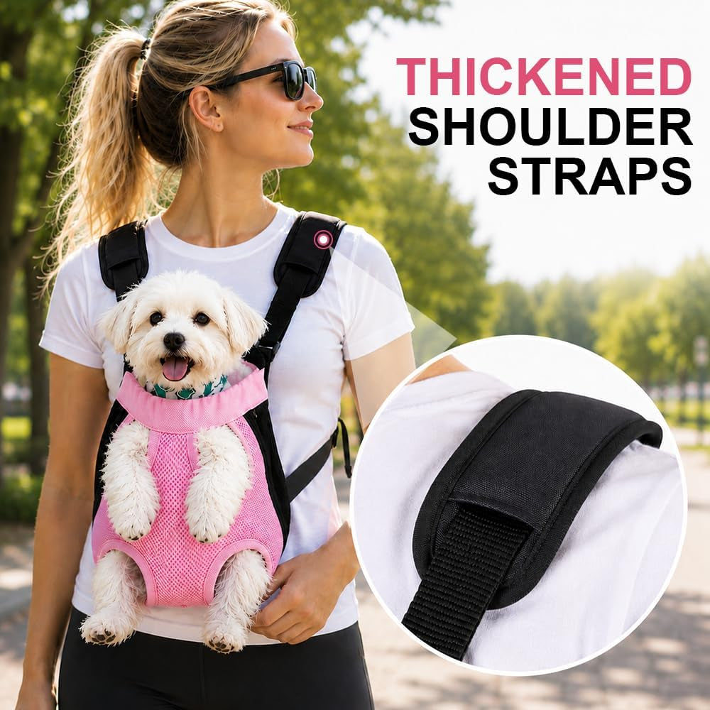 Dog Cat Backpack Carrier, Adjustable for Small Medium Dogs, Front Chest Pet Carriers, Puppy Sling, Holder Papoose for Cat Body【Small Size】