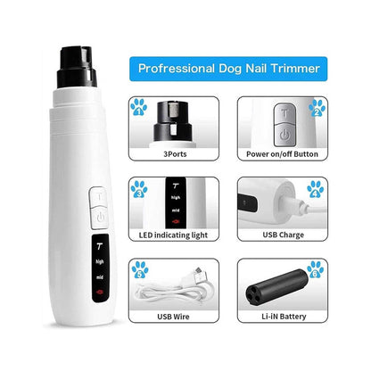 Ultimate Pet Nail Grinder - Electric Trimmer for Dogs & Cats with Turbo Rechargeable Power