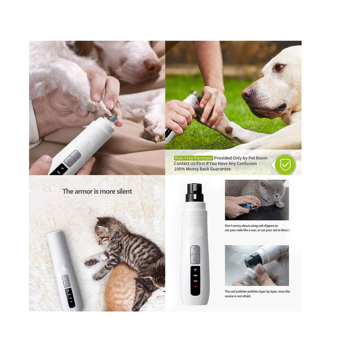 Ultimate Pet Nail Grinder - Electric Trimmer for Dogs & Cats with Turbo Rechargeable Power