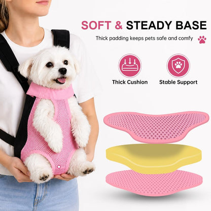 Dog Cat Backpack Carrier, Adjustable for Small Medium Dogs, Front Chest Pet Carriers, Puppy Sling, Holder Papoose for Cat Body【Small Size】