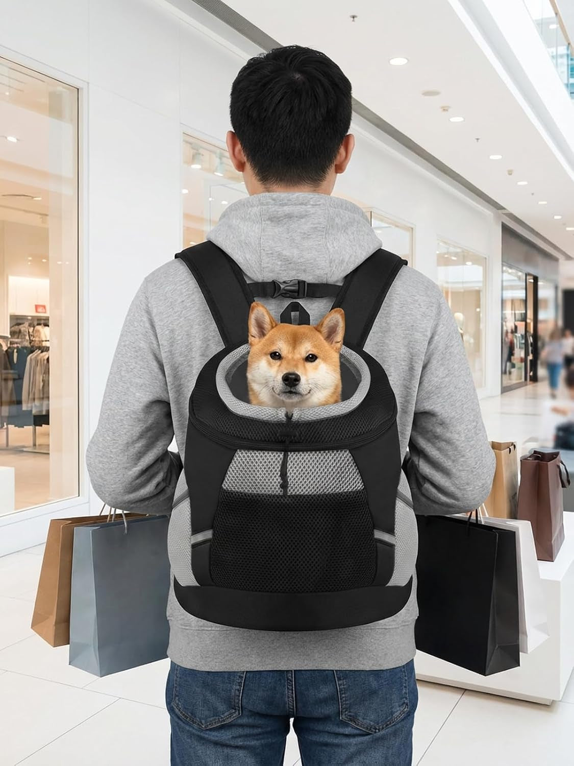 Dog Backpack Carrier - Lightweight & Breathable for Small Dogs (2-7 Lbs), Black