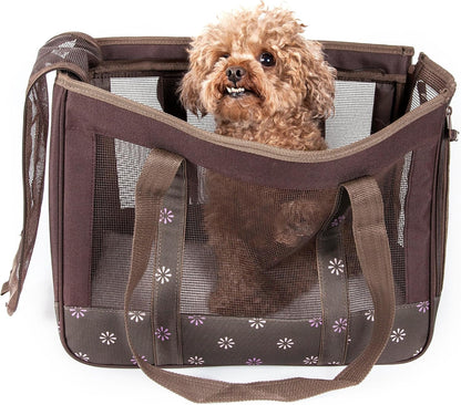 Surround-View Fashion Pet Carrier - Travel Airline Approved Dog Carrier with Dual-Mesh Sunroof