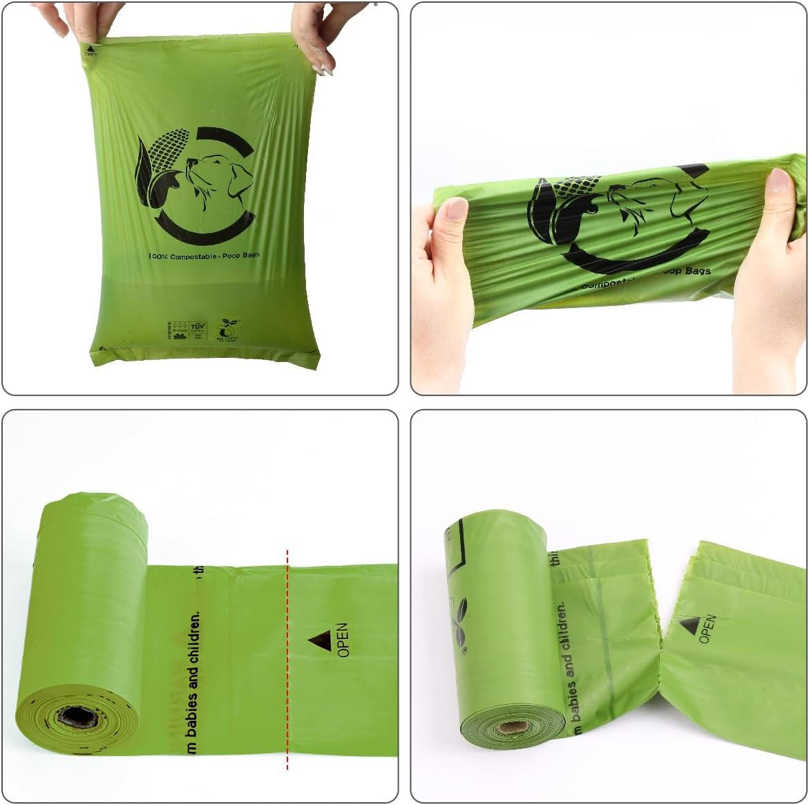 Certified Home Compostable Dog Poop Bags, 270 Plant Based Bags (18 Rolls)