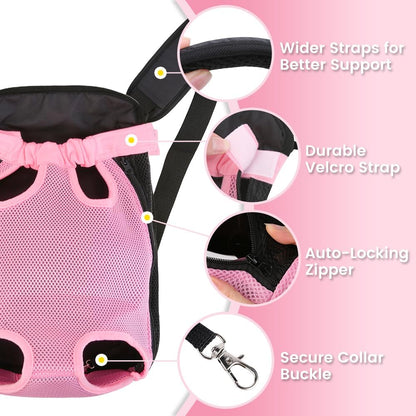 Dog Cat Backpack Carrier, Adjustable for Small Medium Dogs, Front Chest Pet Carriers, Puppy Sling, Holder Papoose for Cat Body【Small Size】