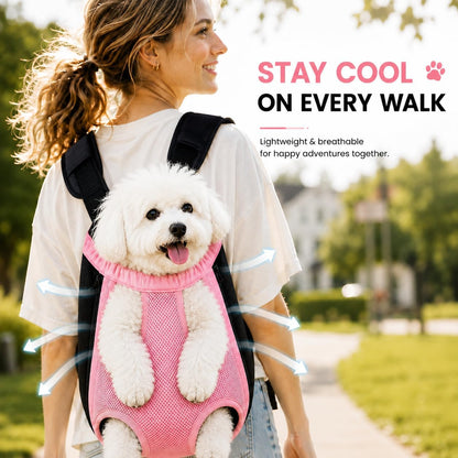 Dog Cat Backpack Carrier, Adjustable for Small Medium Dogs, Front Chest Pet Carriers, Puppy Sling, Holder Papoose for Cat Body【Small Size】