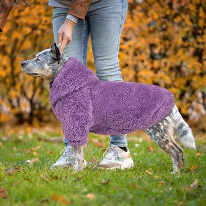 Fuzzy Dog Sweaters for Large Dogs Dog Hoodie Soft Double-Sided Plush Fleece Pet Sweater Pet Clothes Coats Hoodie Sherpa Hooded Sweatshirt