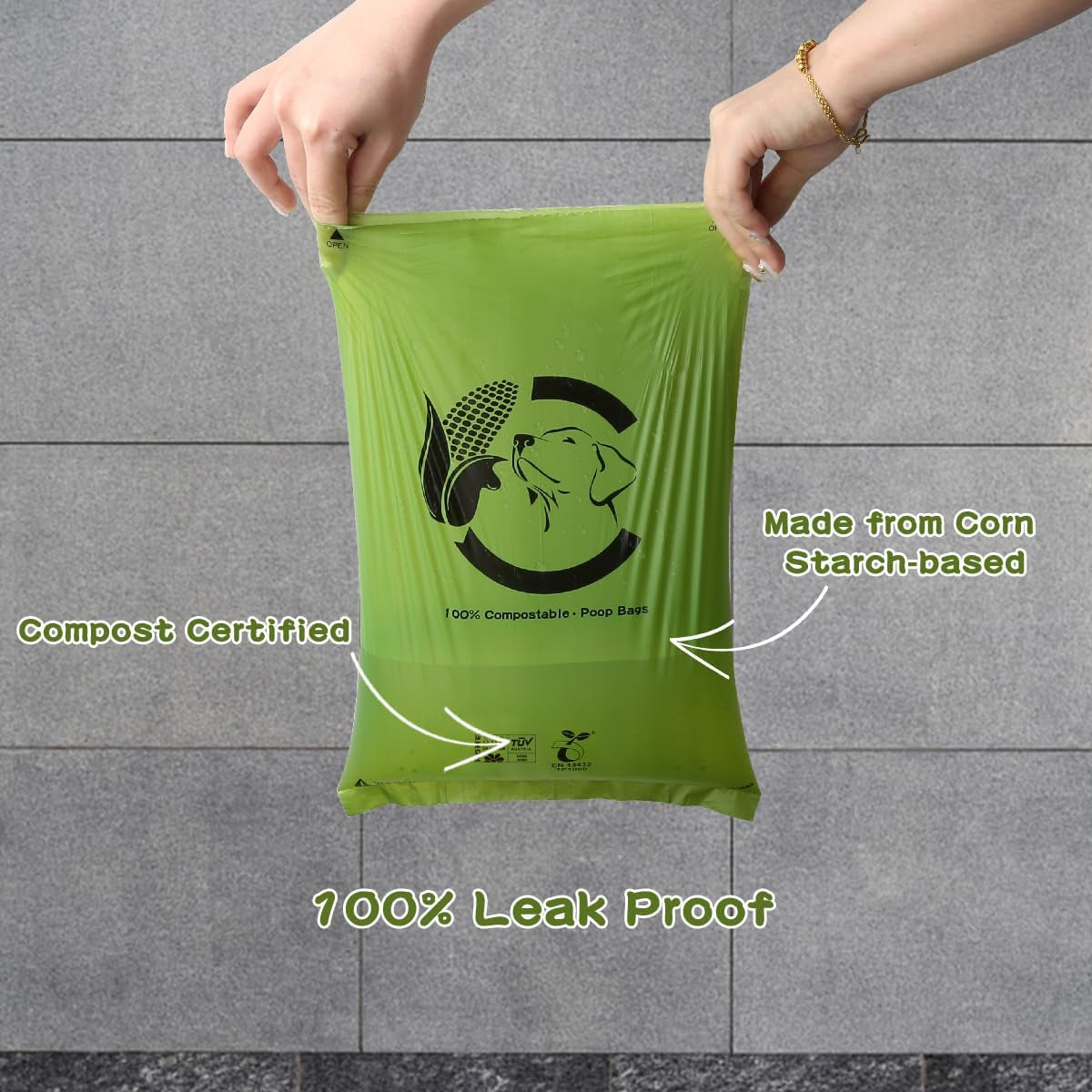 Certified Home Compostable Dog Poop Bags, 270 Plant Based Bags (18 Rolls)