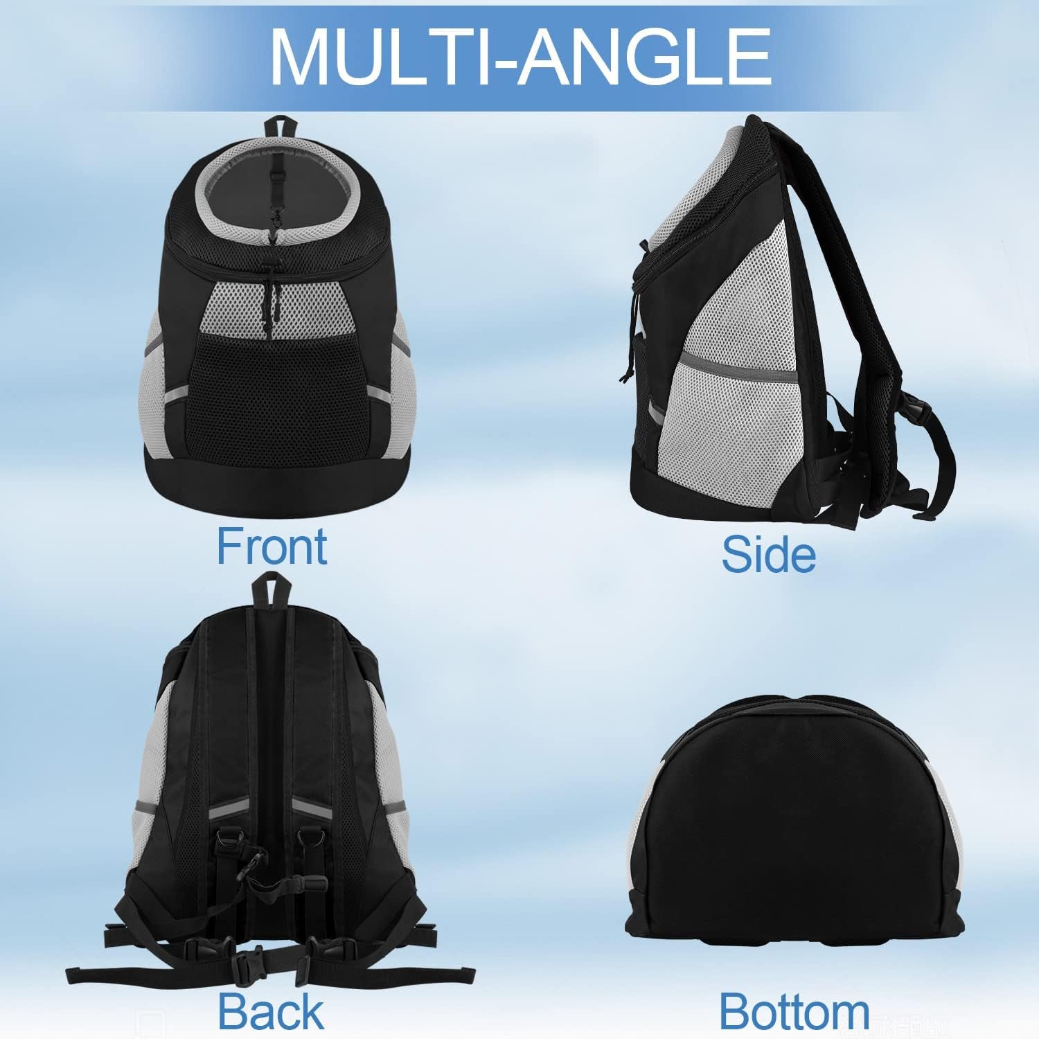 Dog Backpack Carrier - Lightweight & Breathable for Small Dogs (2-7 Lbs), Black